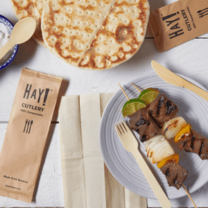 Wrapped bamboo cutlery set by HAY! Straws, wooden cutlery sets that are compostable